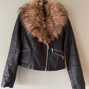 Leather Faux Jacket with Faux attachment